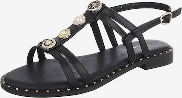 Ital-Design Strap Sandals in Black: front