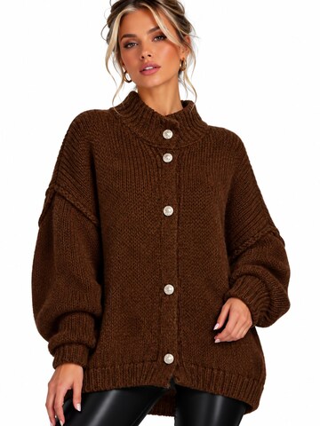 Worldclassca Oversizestrickjacke 'Strickjacke mit Knopf'‌ in Braun: Vorderseite