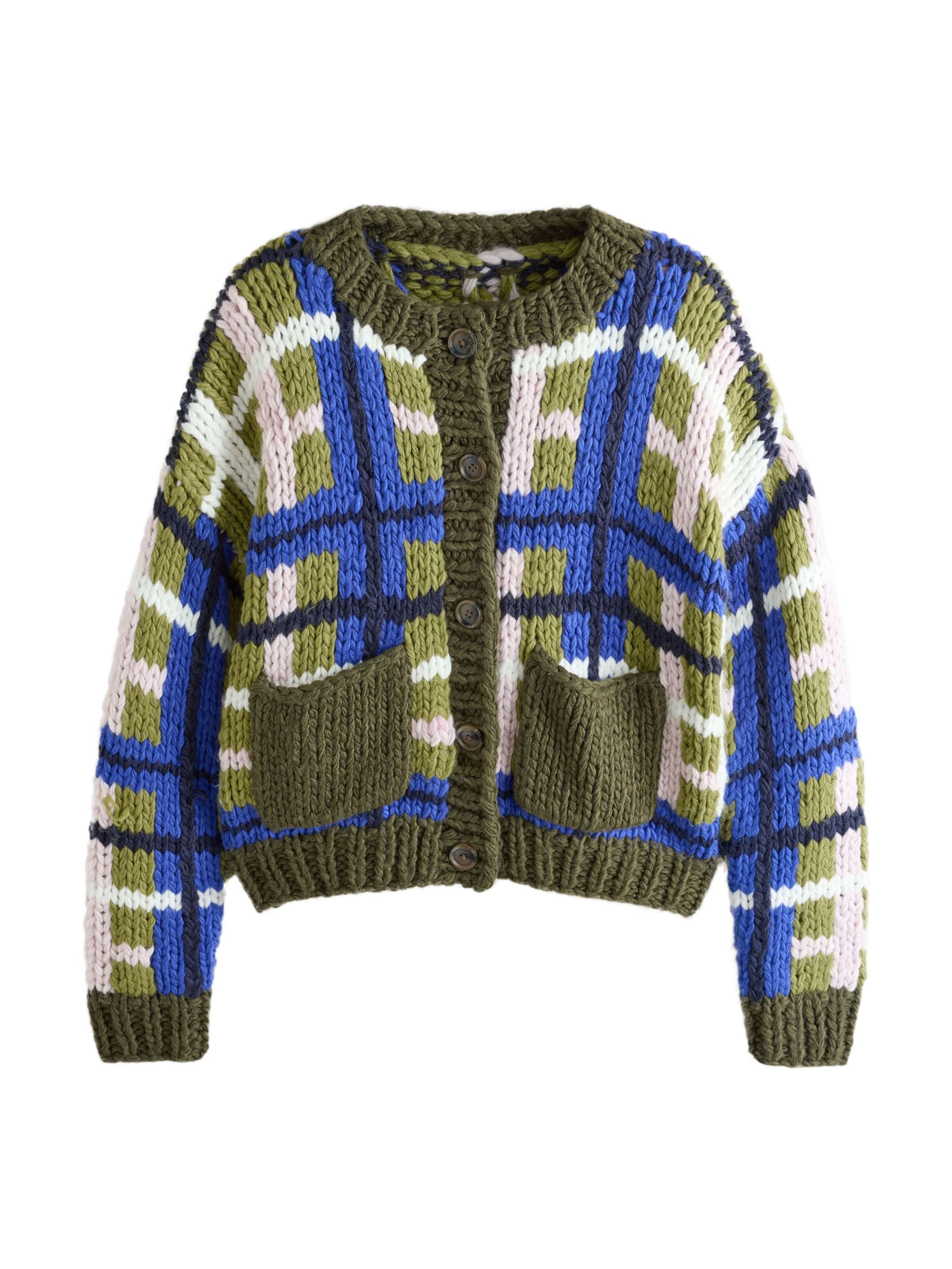 Next Kardigán, veľkosť XXL-XXXL - modrá / olivová / biela, Produkt