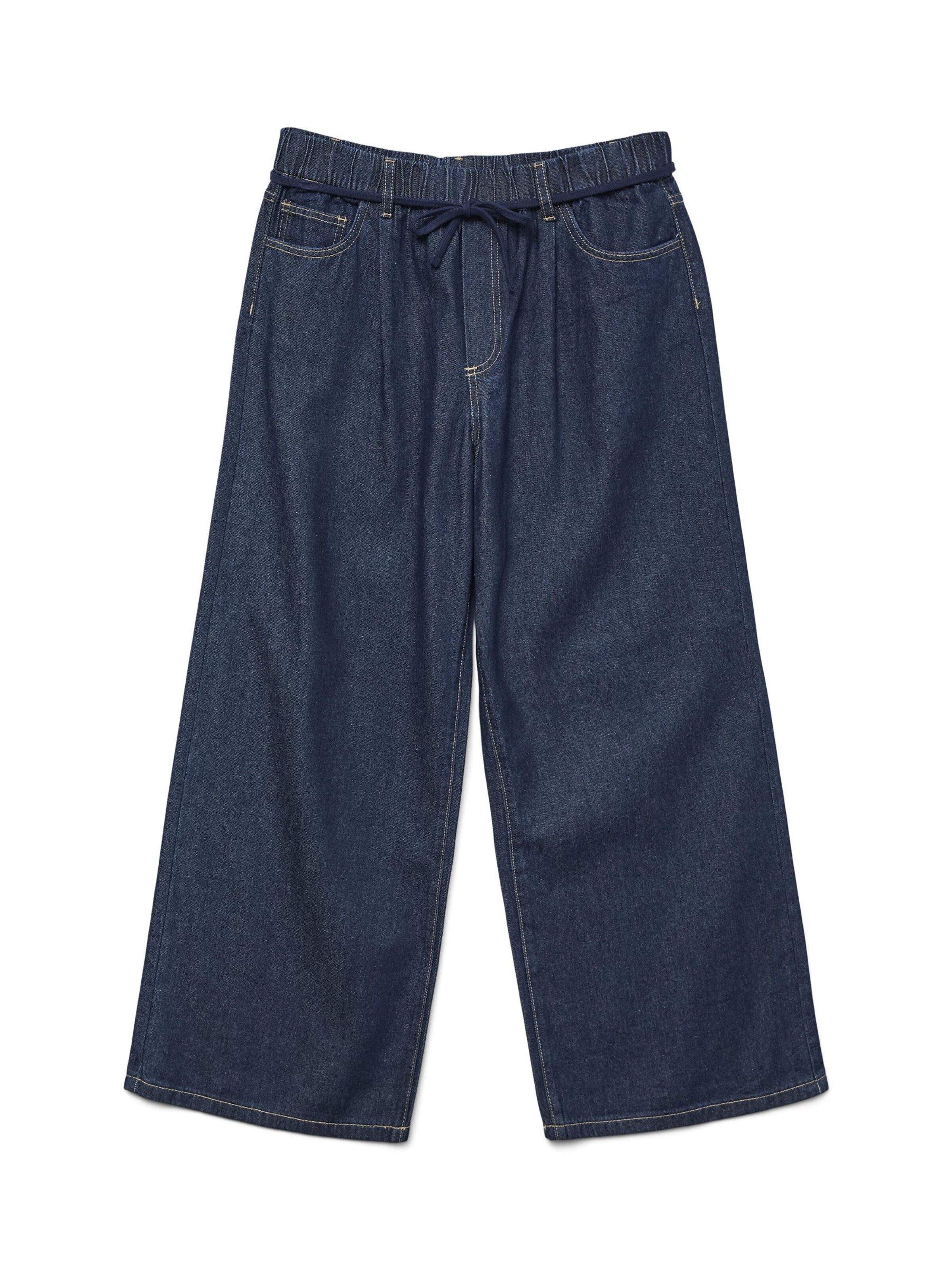 VERO MODA Wide Leg Jeans med lægfolder 'VMValeria' i blå: forside