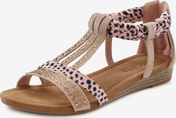 LASCANA Sandalen met riem in Roze: voorkant