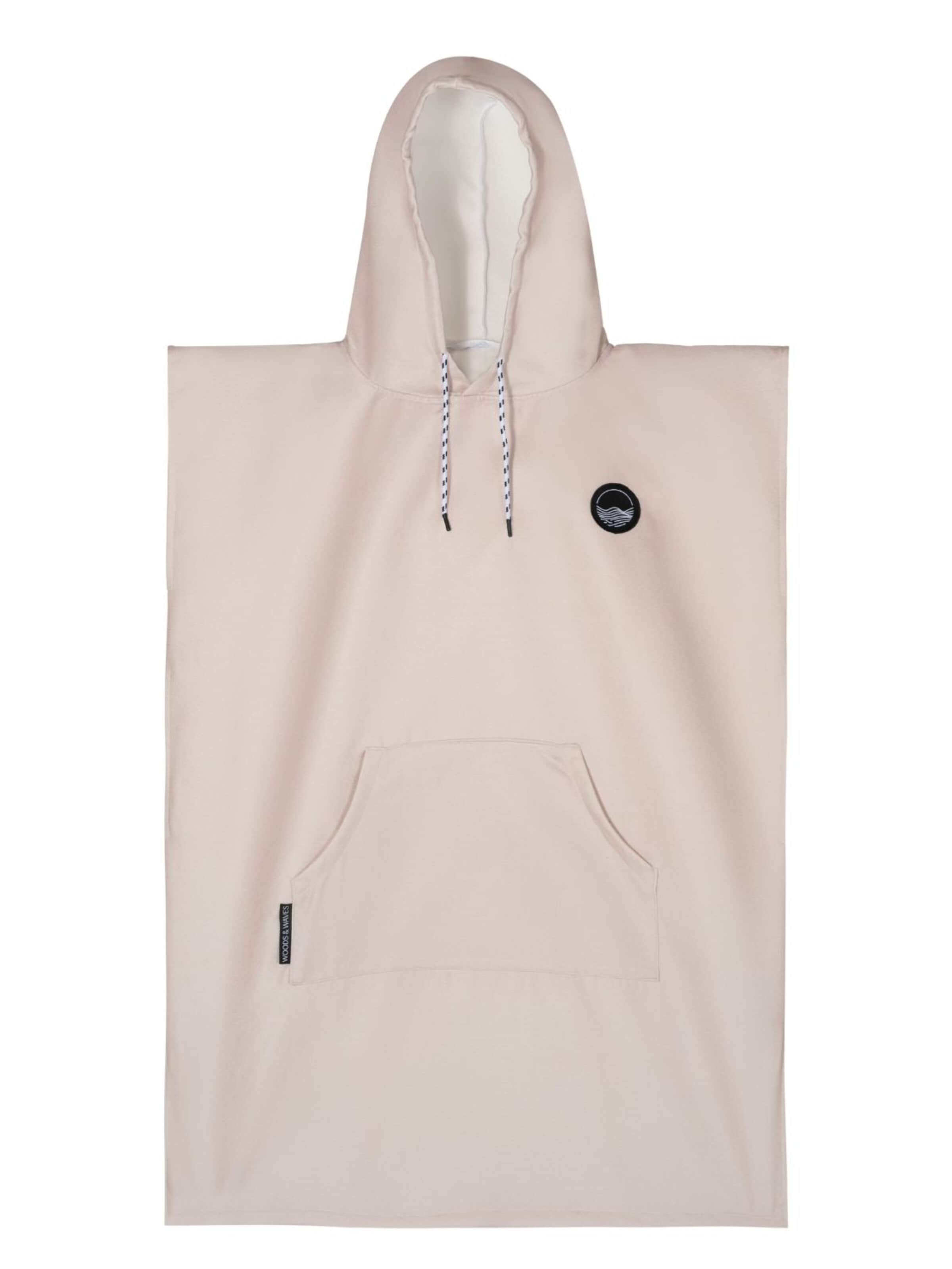 Peignoir court 'Surf-Poncho' woodsandwaves en beige : devant