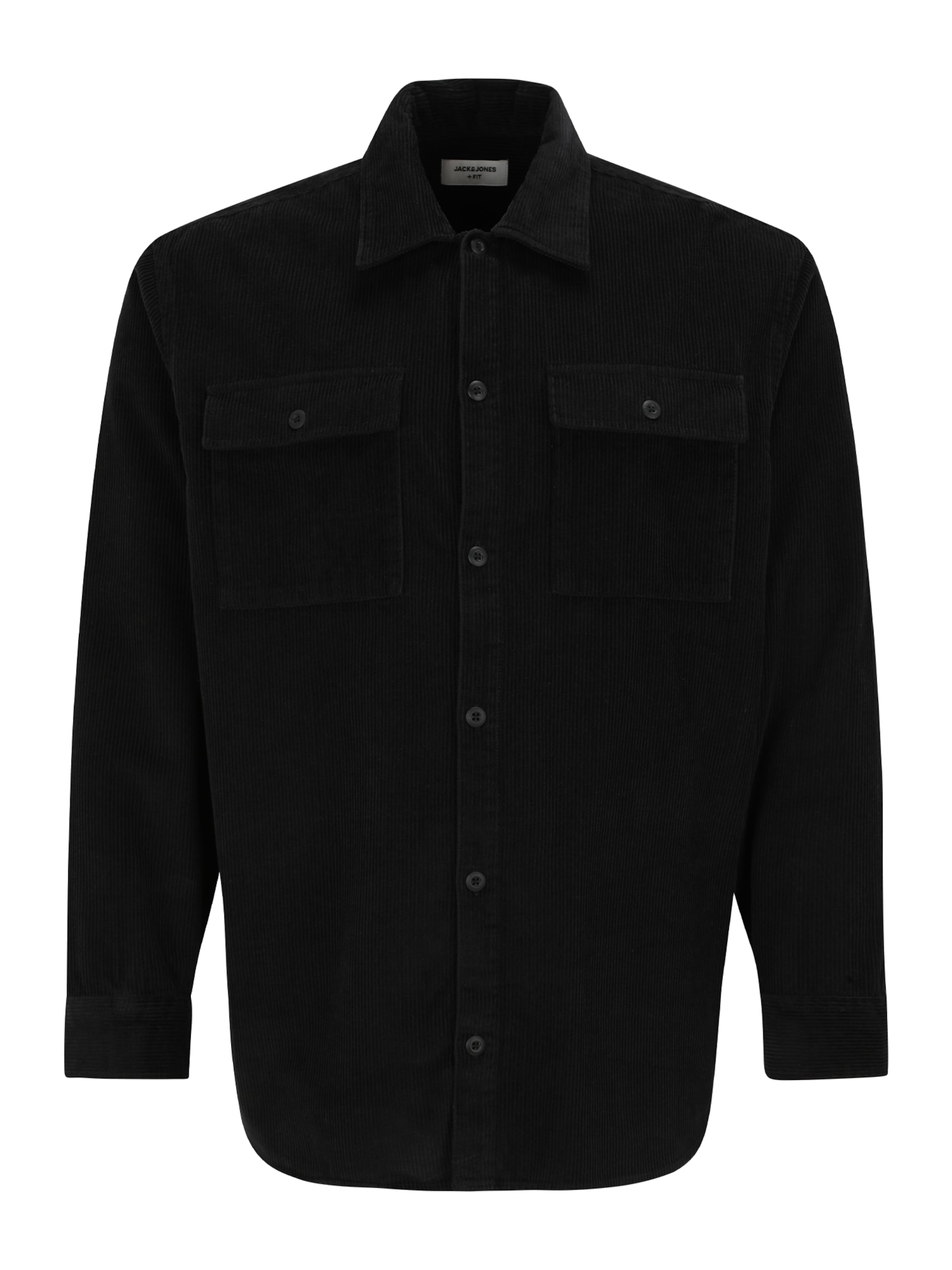 Jack & Jones Plus - Ajuste regular Camisa 'JJEPERFECT' en negro: frente
