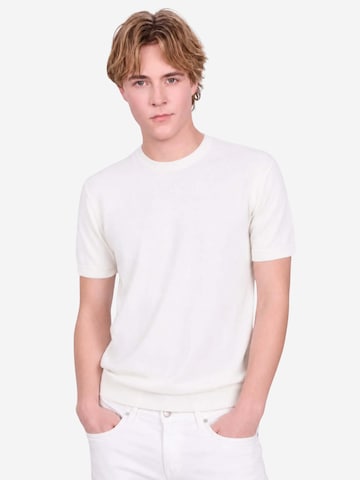 BELLEMERE NEW YORK Shirt 'Klassisches, schmal geschnittenes T-Shirt aus Baumwolle und Kaschmir mit Rundhalsausschnitt' in Beige: front