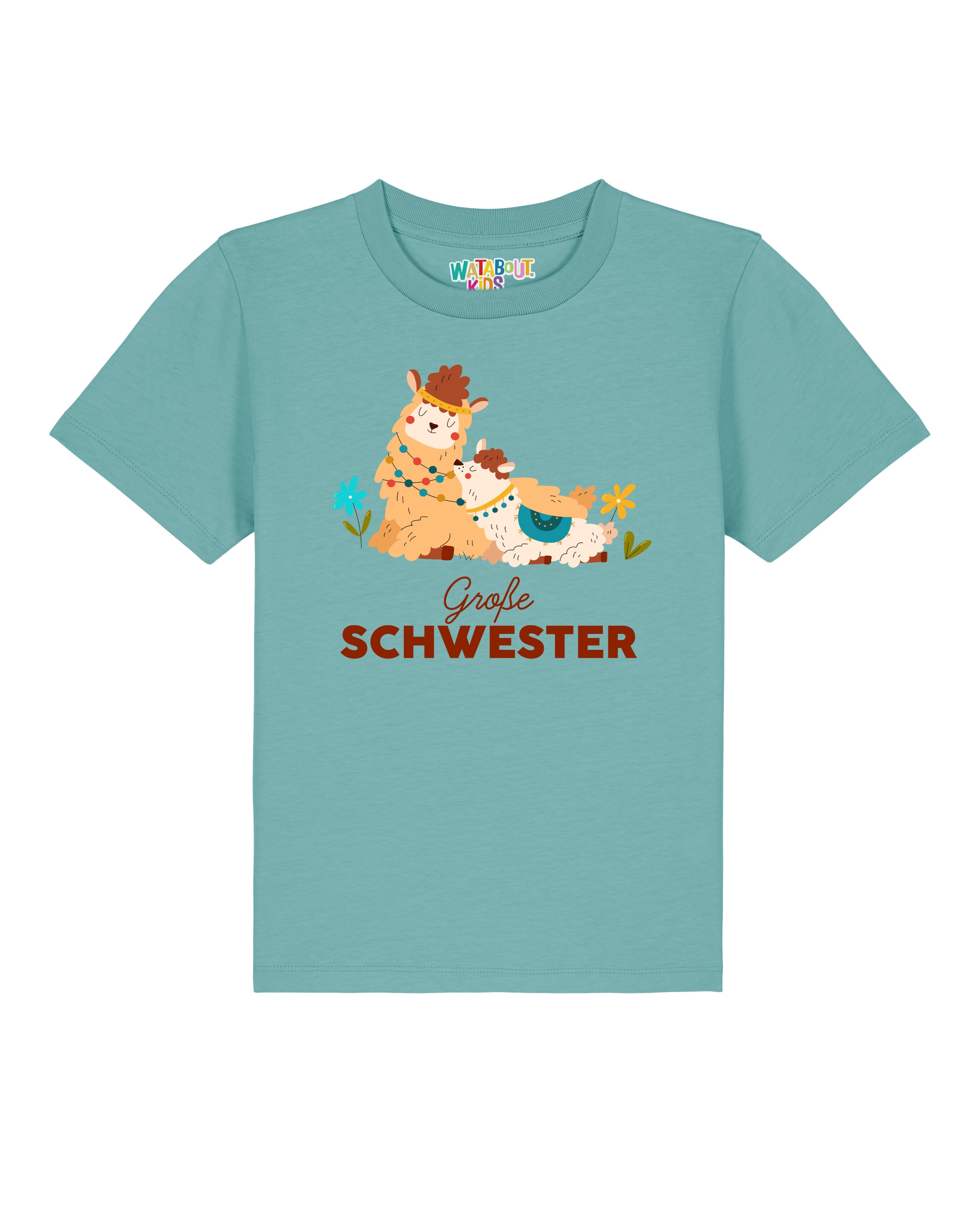 watabout.kids Shirt 'Lama Große Schwester' in de kleur Turquoise / Gemengde kleuren, Productweergave