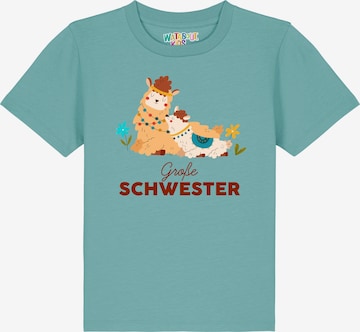 T-Shirt 'Lama Große Schwester' watabout.kids en bleu : devant