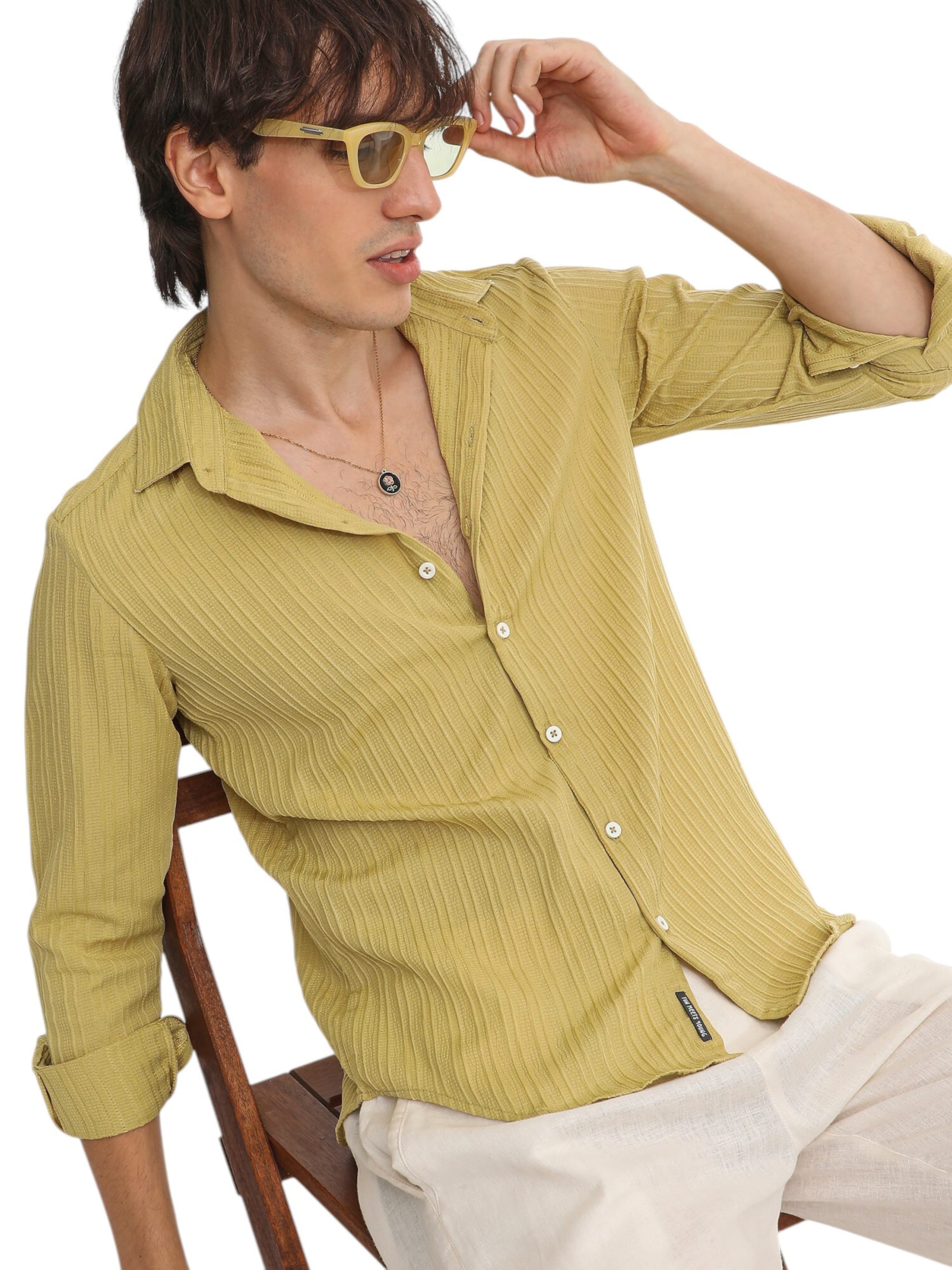Campus Sutra Regular fit Πουκάμισο 'Zavanna' σε κίτρινο