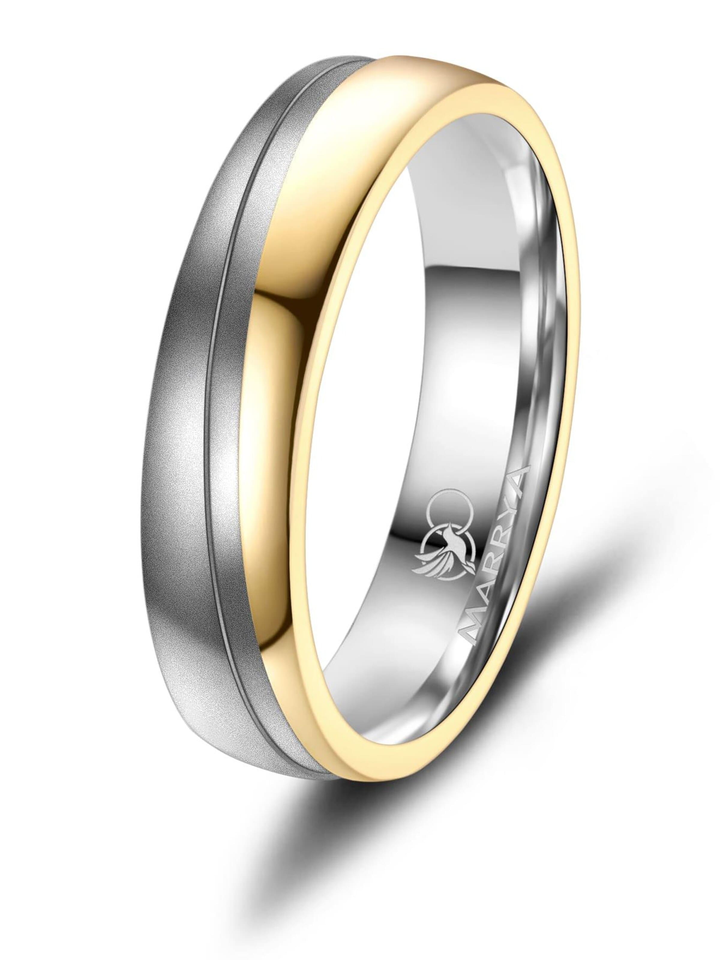 MARRYA Ring 'MARRYA ES-32 Ehering aus Edelstahl - Silberfarben & Gelbgold plattiert' i gul