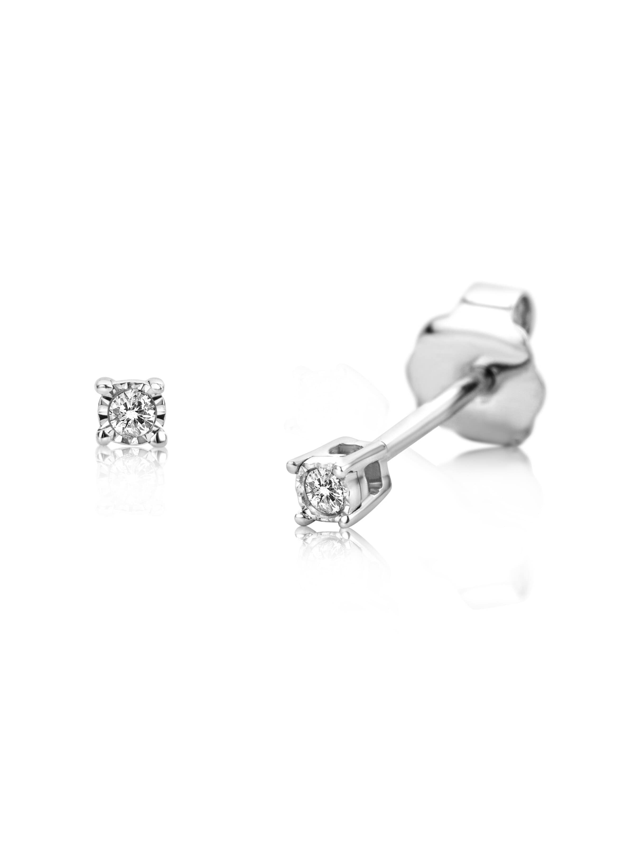 DIAMANT LETERNEL Earrings 'Ohrringe aus 375 Weißgold mit Diamant' in Silver