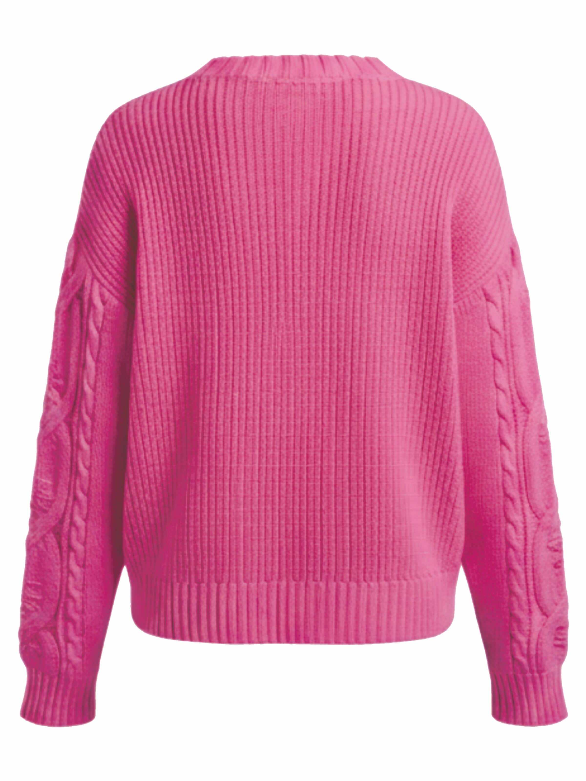 LIKS. Munich Sweter 'Strickpullover aus Zopfmuster mit Stickerei aus Baumwolle - DoroC' w kolorze różowy