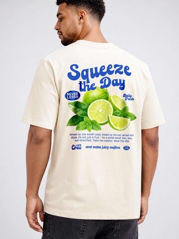Neverless Shirt 'Squeeze the Day'‌‌ in Beige