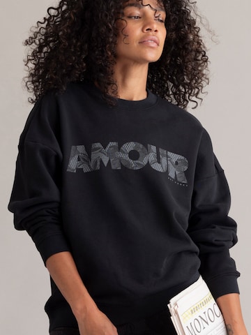 Hey Honey Sweatshirt 'Sweater Cotton' in Zwart: voorkant