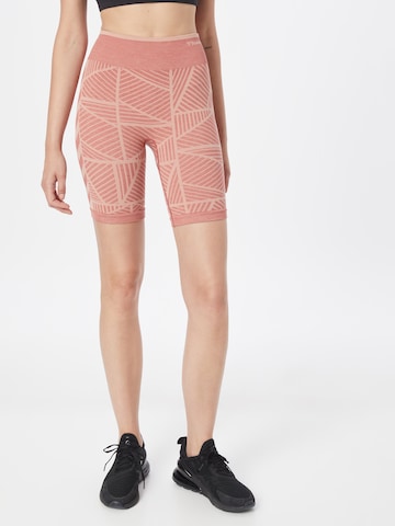 Skinny Pantalon de sport Hummel en rose : devant