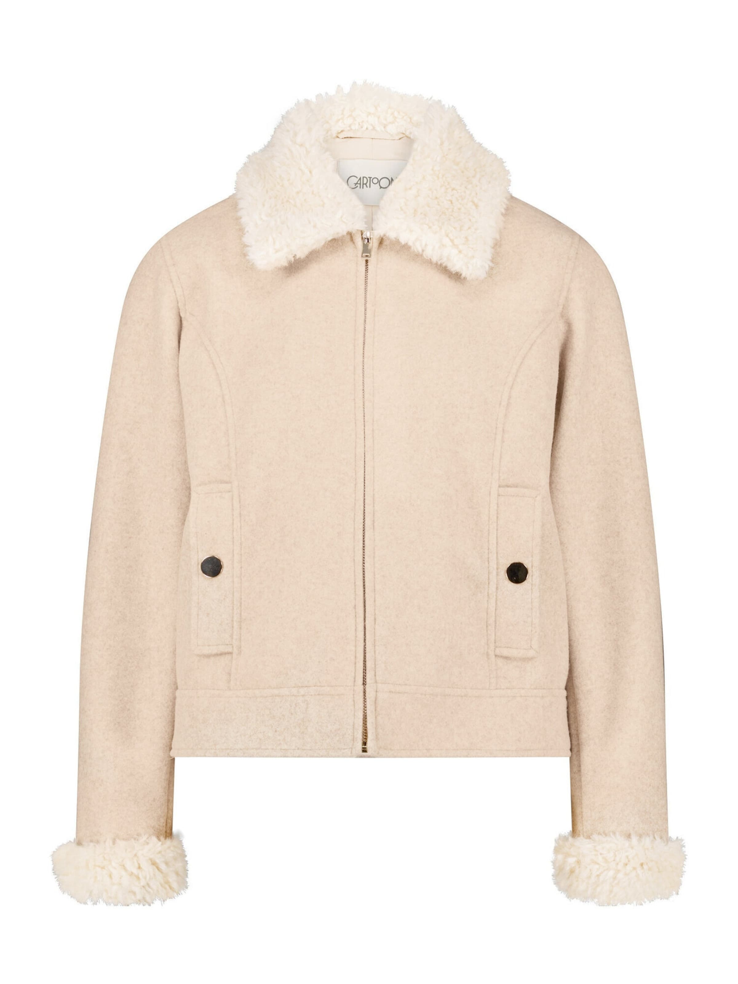 Cartoon Casual-Jacke mit Kragen in Beige: Vorderseite