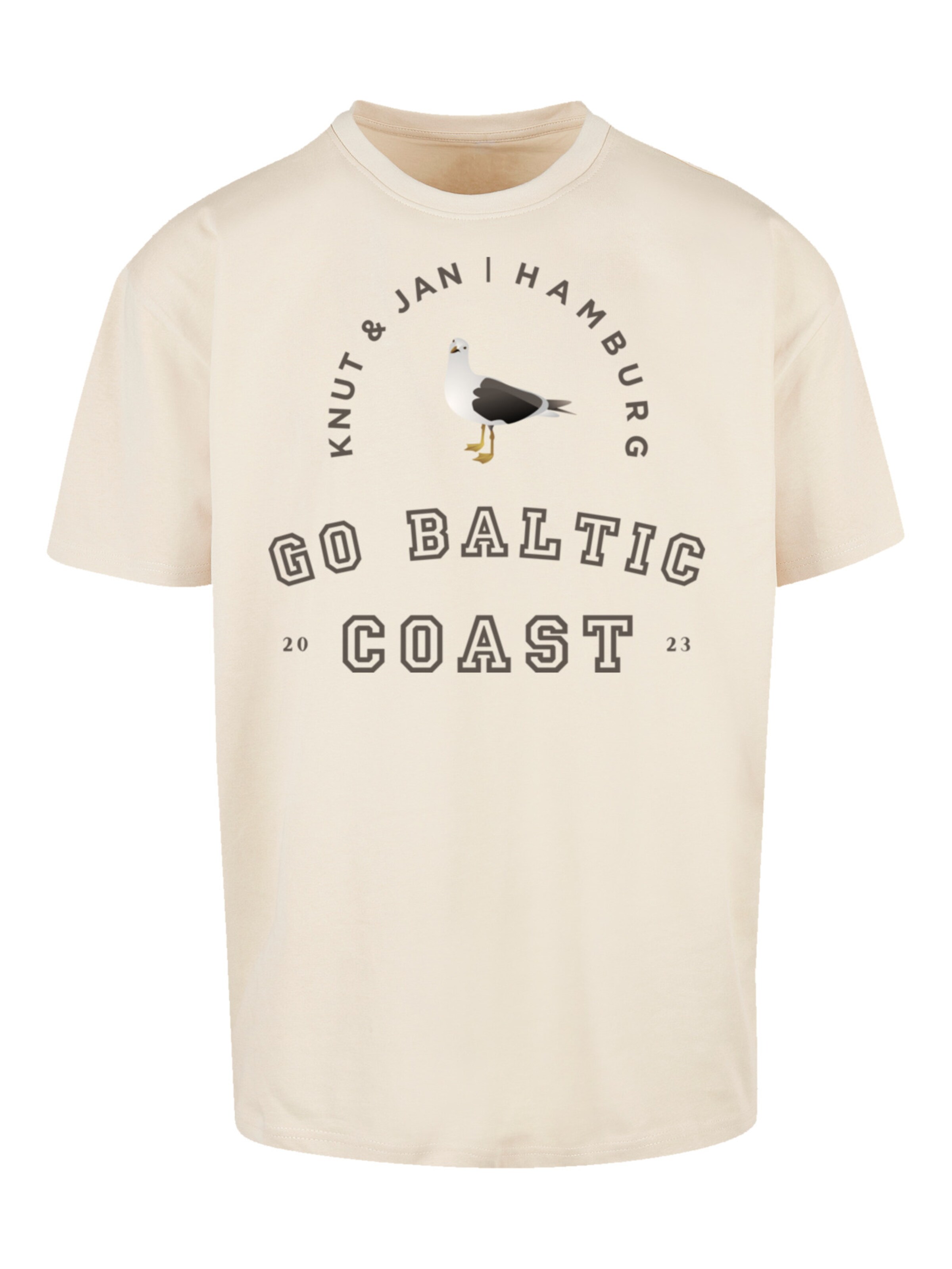 T-Shirt 'Möwe Knut & Jan Hamburg' F4NT4STIC en beige : devant