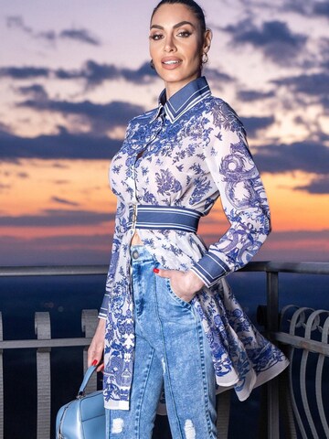 JIORO Shirt 'ASIA SKY' in Blue