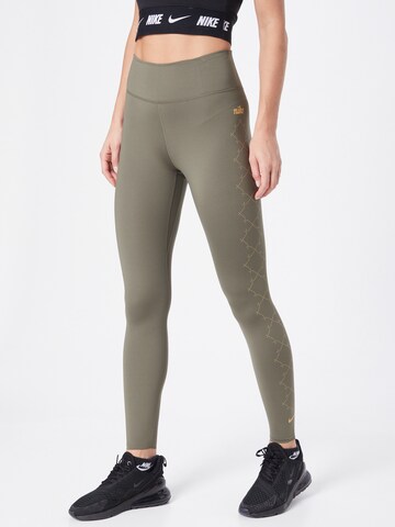 NIKE Skinny Sports trousers in Green: front