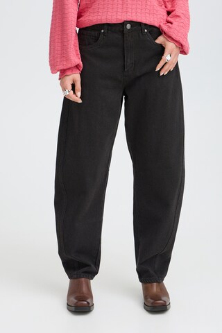 Pulz Barrel Jeans in Brown: front
