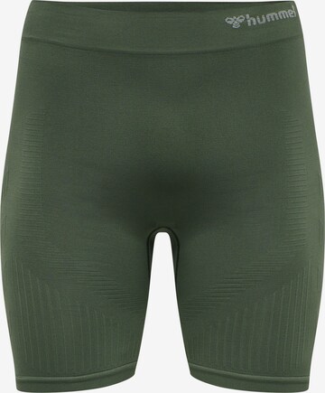 Skinny Pantalon de sport Hummel en vert : devant