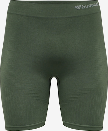 Hummel Skinny Workout Pants in Green: front