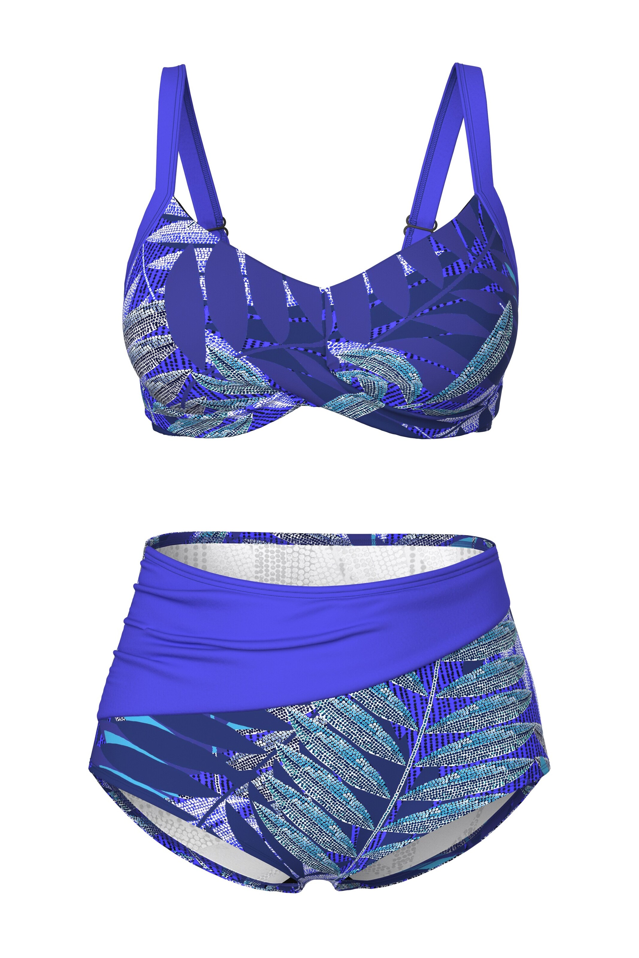 Ulla Popken Bikini in Dark blue / Light green / Dark purple / White, Item view