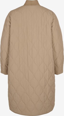 Zizzi Between-Seasons Coat 'TASLON' in Brown