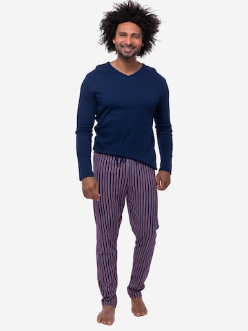 Mey Pyjama lang 'Graphic Stripes' in Blau