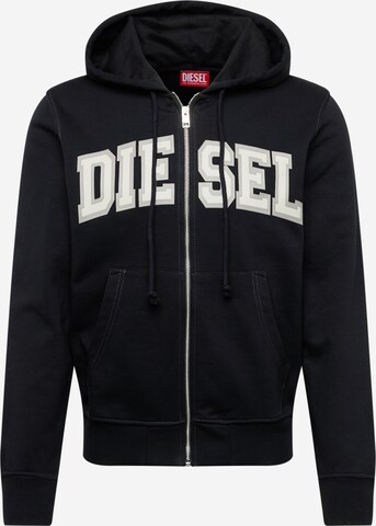 DIESEL Zip-Up Hoodie 'GINN' in Black: front