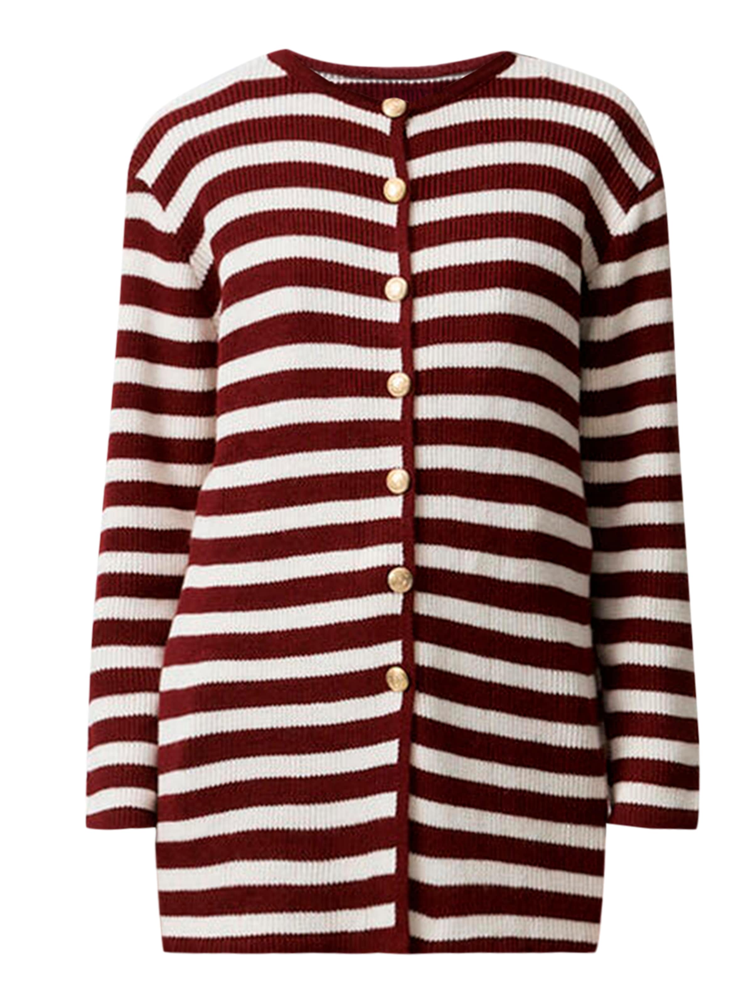 Touche Prive Strickjacke in burgunder / weiß, Produktansicht