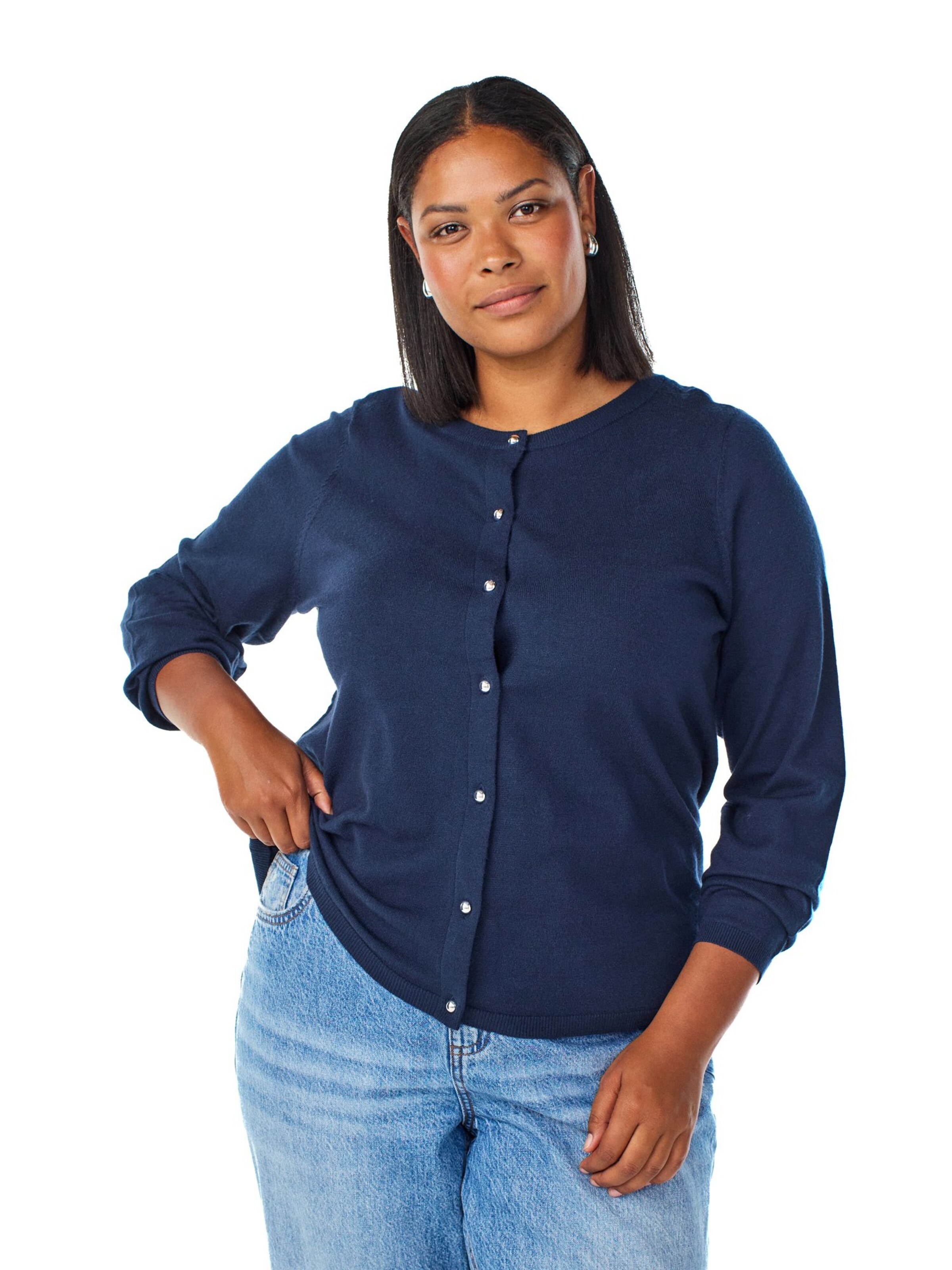 Zizzi Вязаная кофта 'Caella' в Синий: спереди