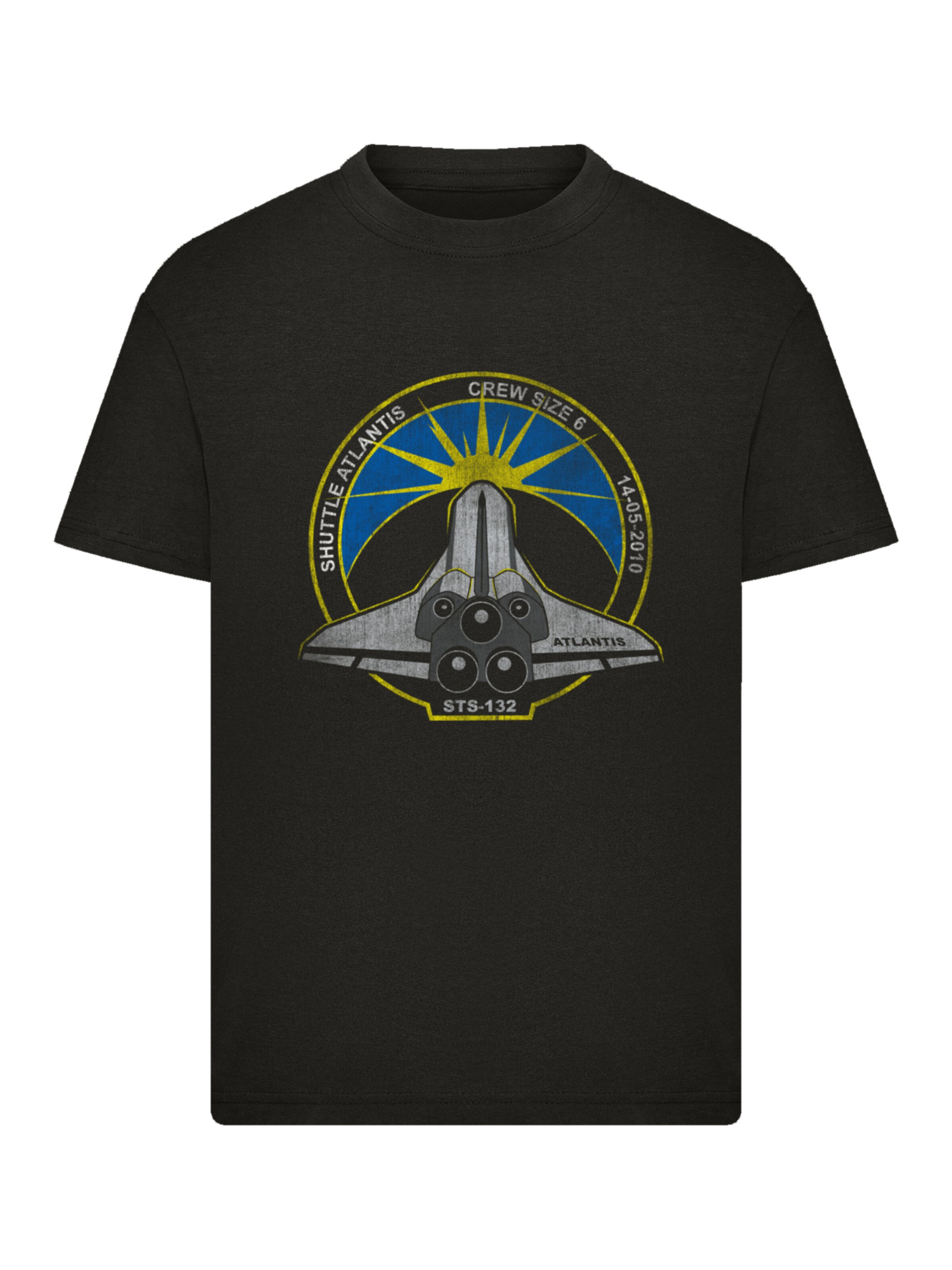 T-Shirt 'NASA STS 132 Atlantis Mission Badge Distressed' F4NT4STIC en noir : devant