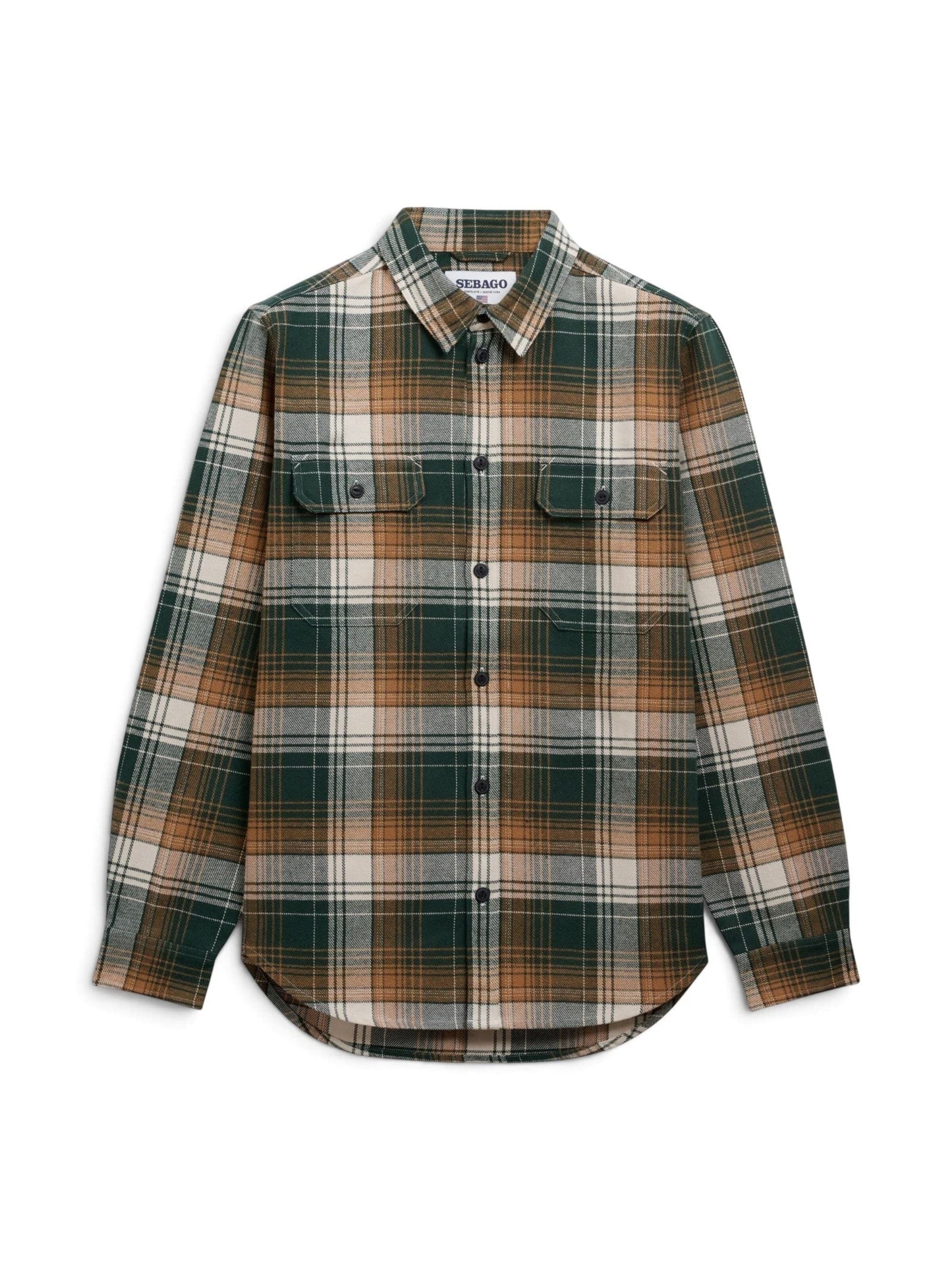 SEBAGO Button Up Shirt 'JIB GREEN-WHITE CREAM-BROWN' in Mixed colors: front