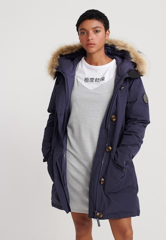 Superdry Winterparka 'Rookie' in Blauw: voorkant