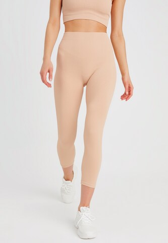 Leif Nelson Skinny Broek in Beige: voorkant