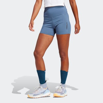 ADIDAS TERREX Skinny Sportbroek 'Multi' in Blauw: voorkant