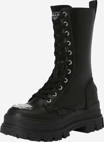 BUFFALO Lace-Up Boots 'ASPHA STEEL LACEUP' in Black: front