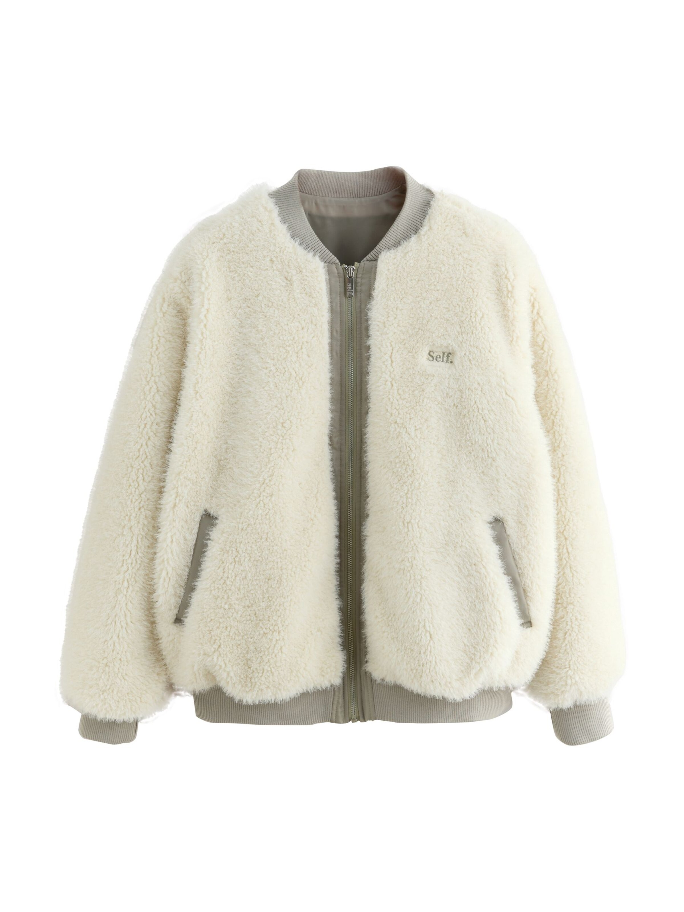 Giacca di pile di self. in bianco: frontale