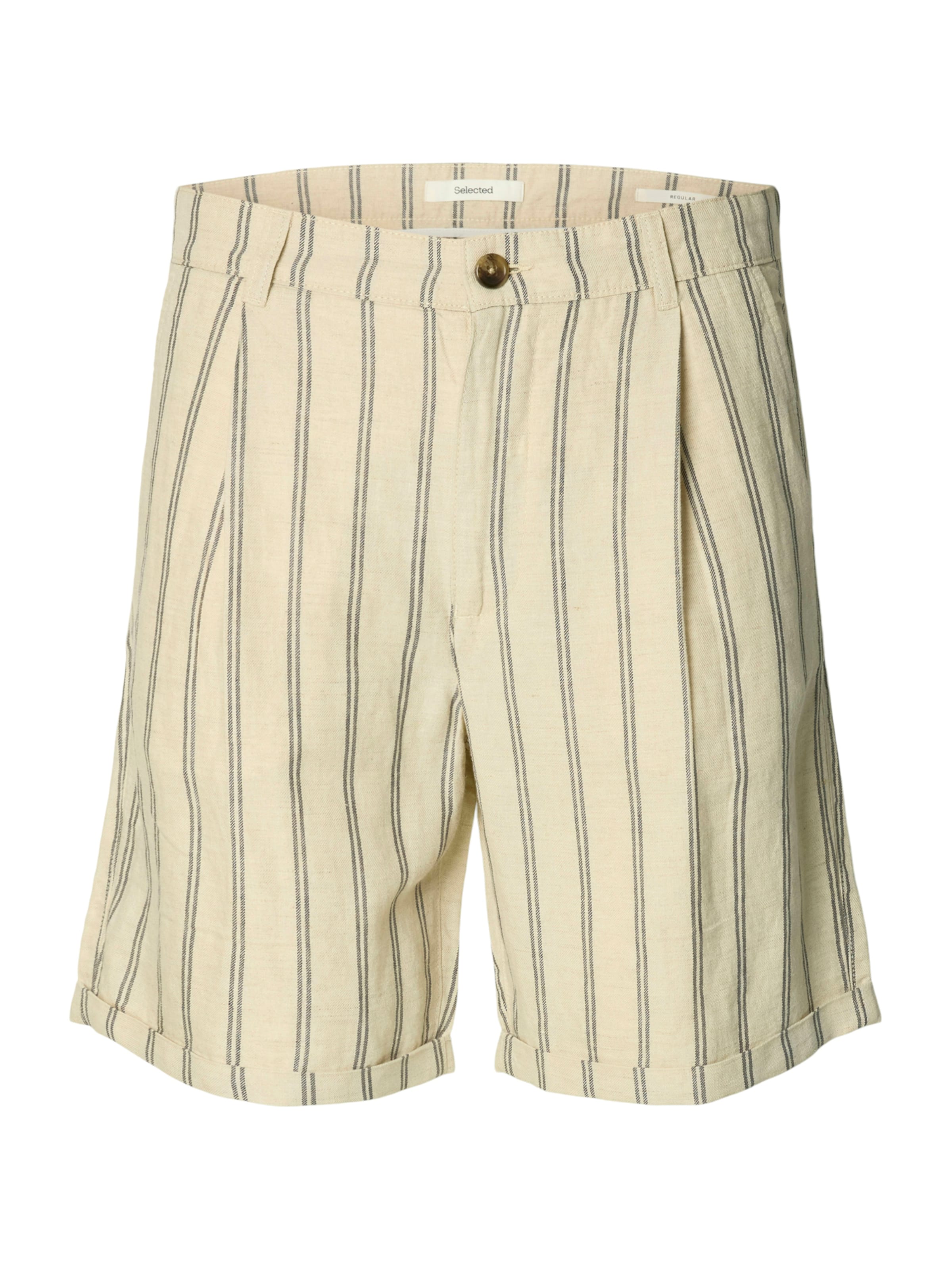 SELECTED - Regular Calças com pregas 'SLHRON' em branco: frente