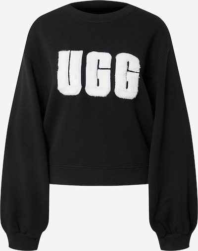 UGG Sweatshirt 'W FUZZY LOGO BROOK CREWNECK' i sort / hvid, Produktvisning