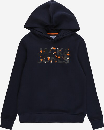 Bluză de molton Jack & Jones Junior pe bleumarin / gri / portocaliu / negru, Vizualizare produs
