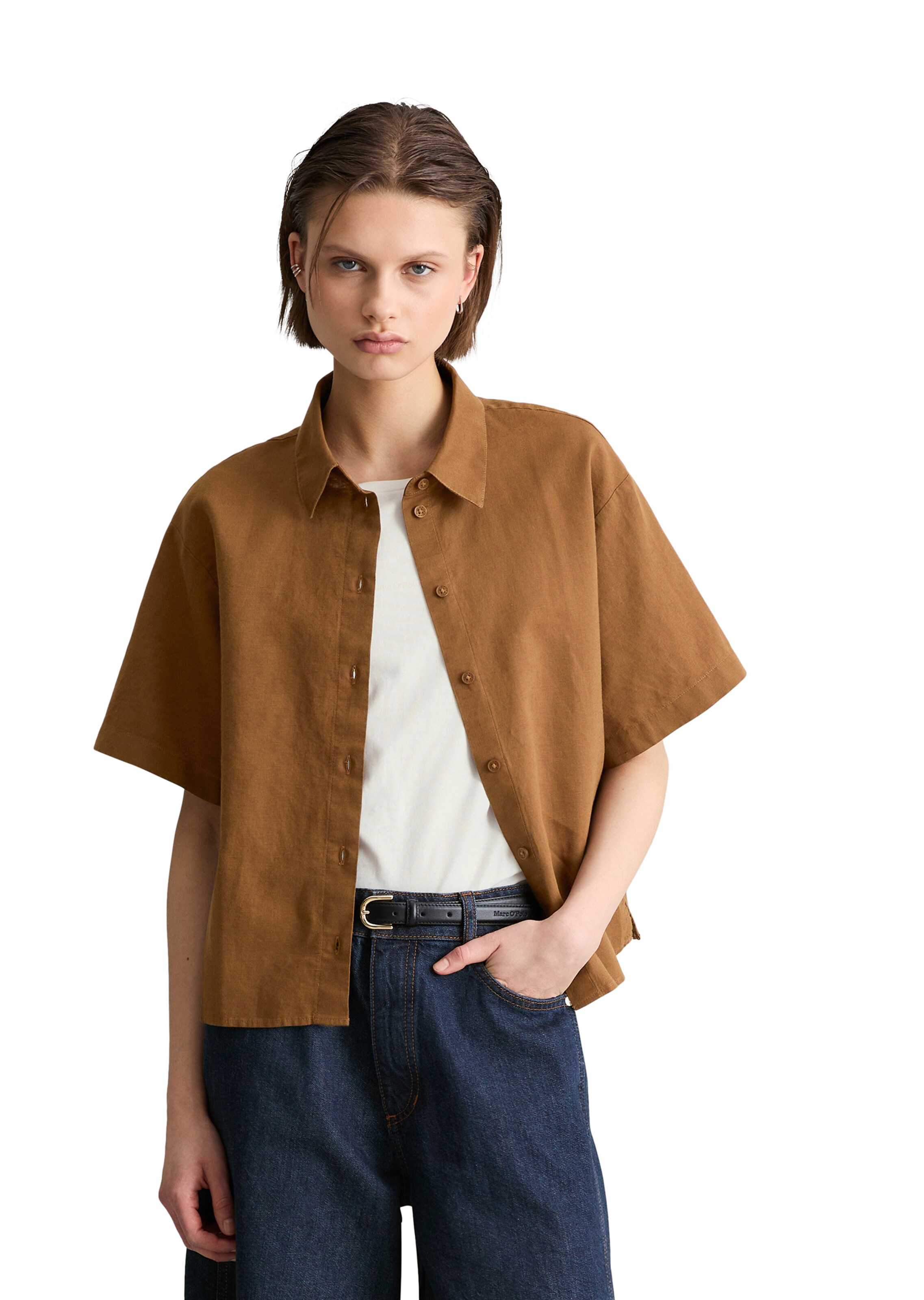 Marc O'Polo DENIM Blouse in Bruin: voorkant
