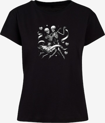 T-shirt 'Skelettpaar Tanzt Mit Band' F4NT4STIC en noir : devant