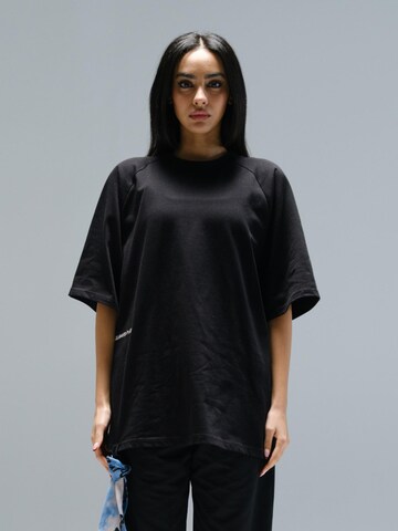 Alessandro Magno Oversized Shirt 'FASHION' in Black: front