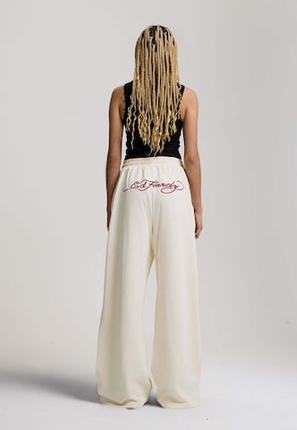 Wide Leg Pantalon 'Flying Eagle' Ed Hardy en beige