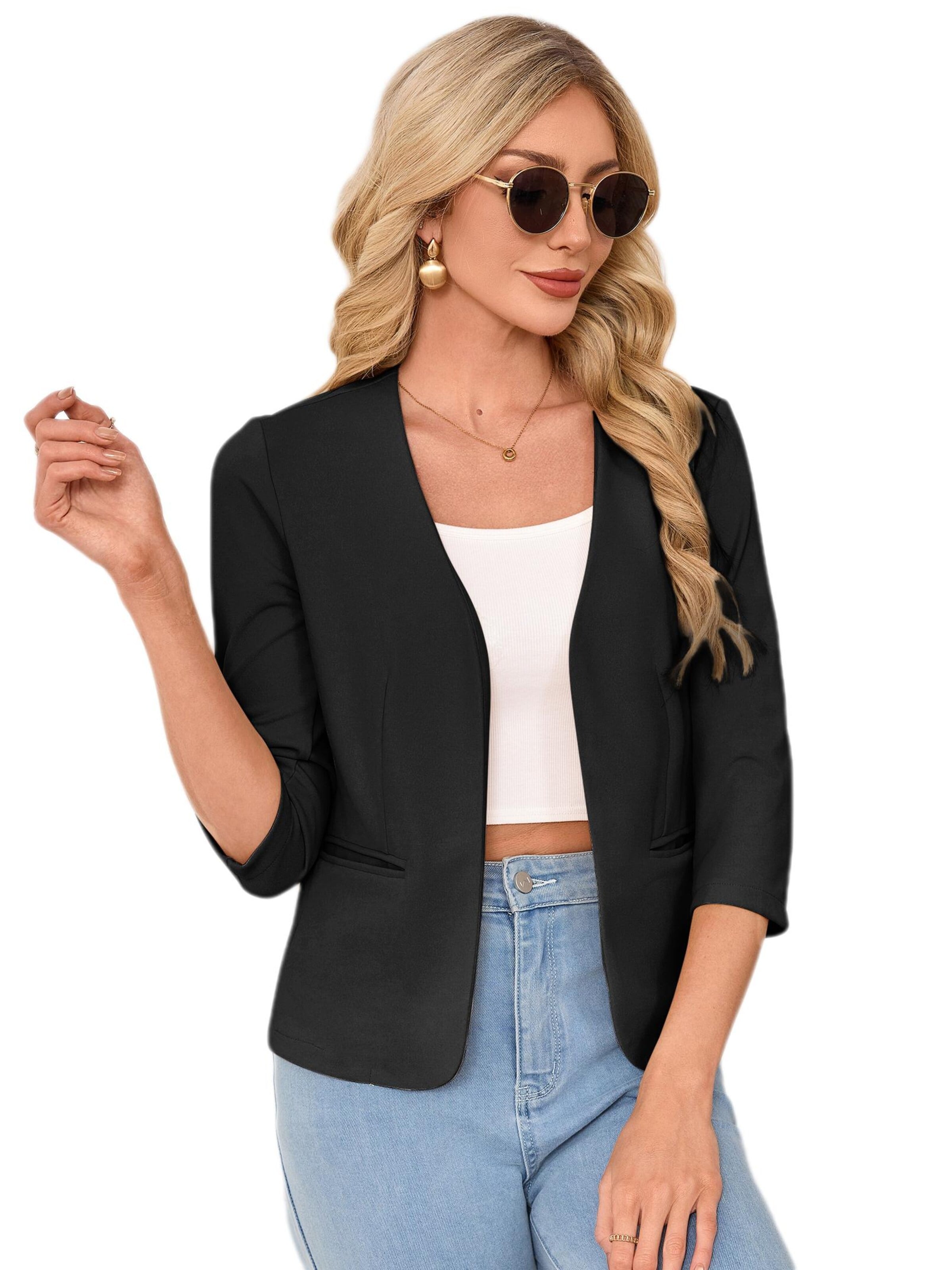 Yesfashion Marynarka w kolorze czarny