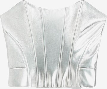 Bershka Top in Silver: front