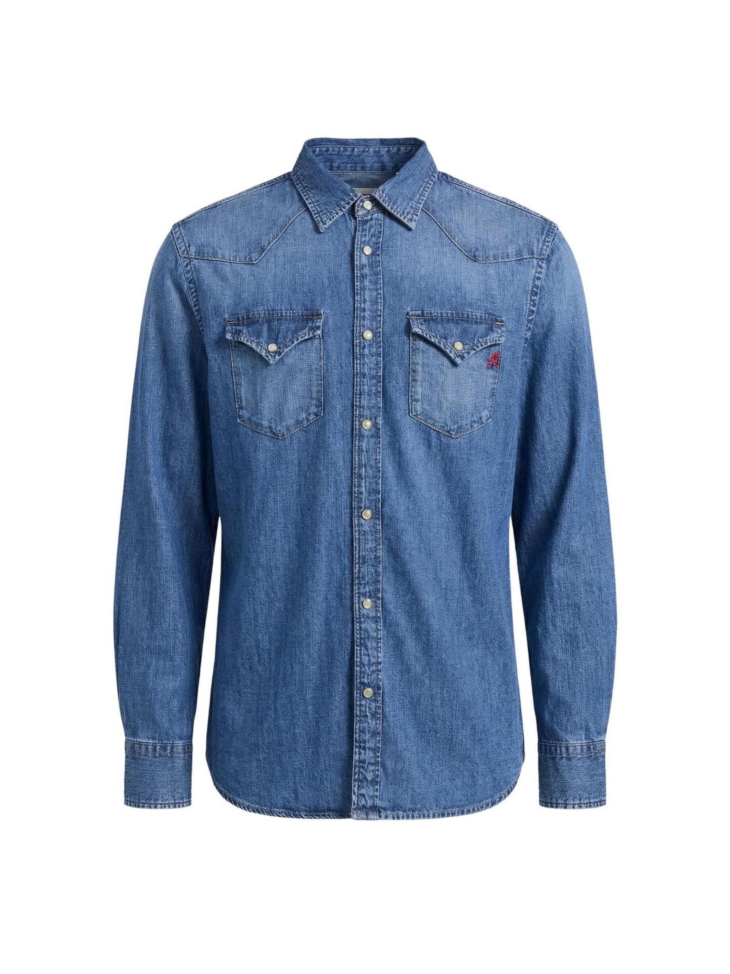 REPLAY Comfort fit Overhemd in Blauw: voorkant