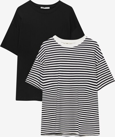 Pull&Bear T-shirt en noir / blanc, Vue avec produit
