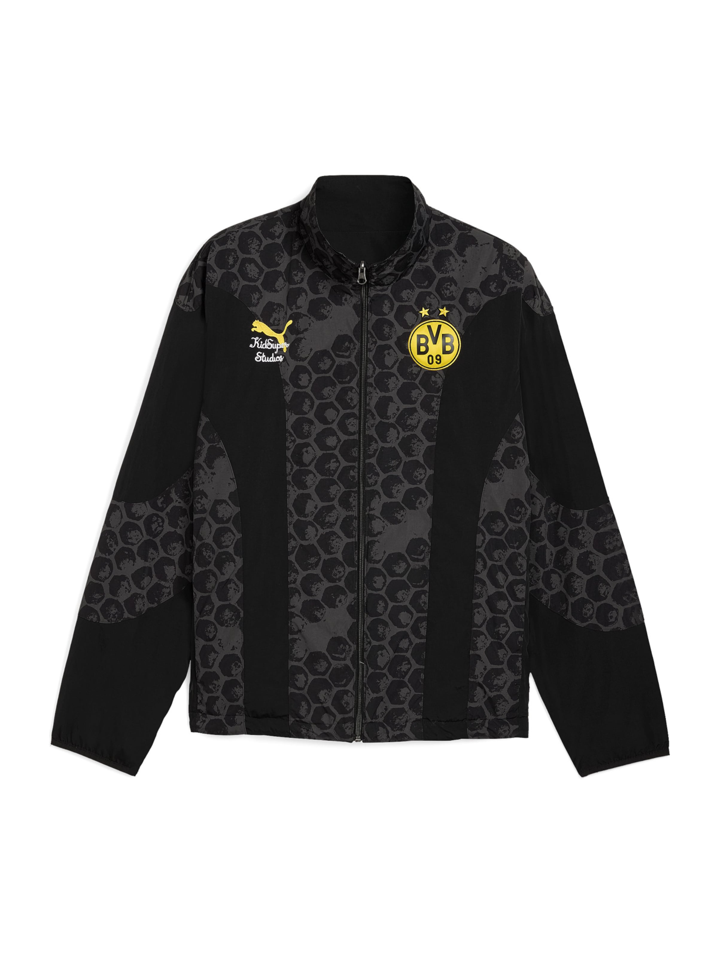 PUMA Sportjacke 'Borussia Dortmund' in Schwarz: Vorderseite