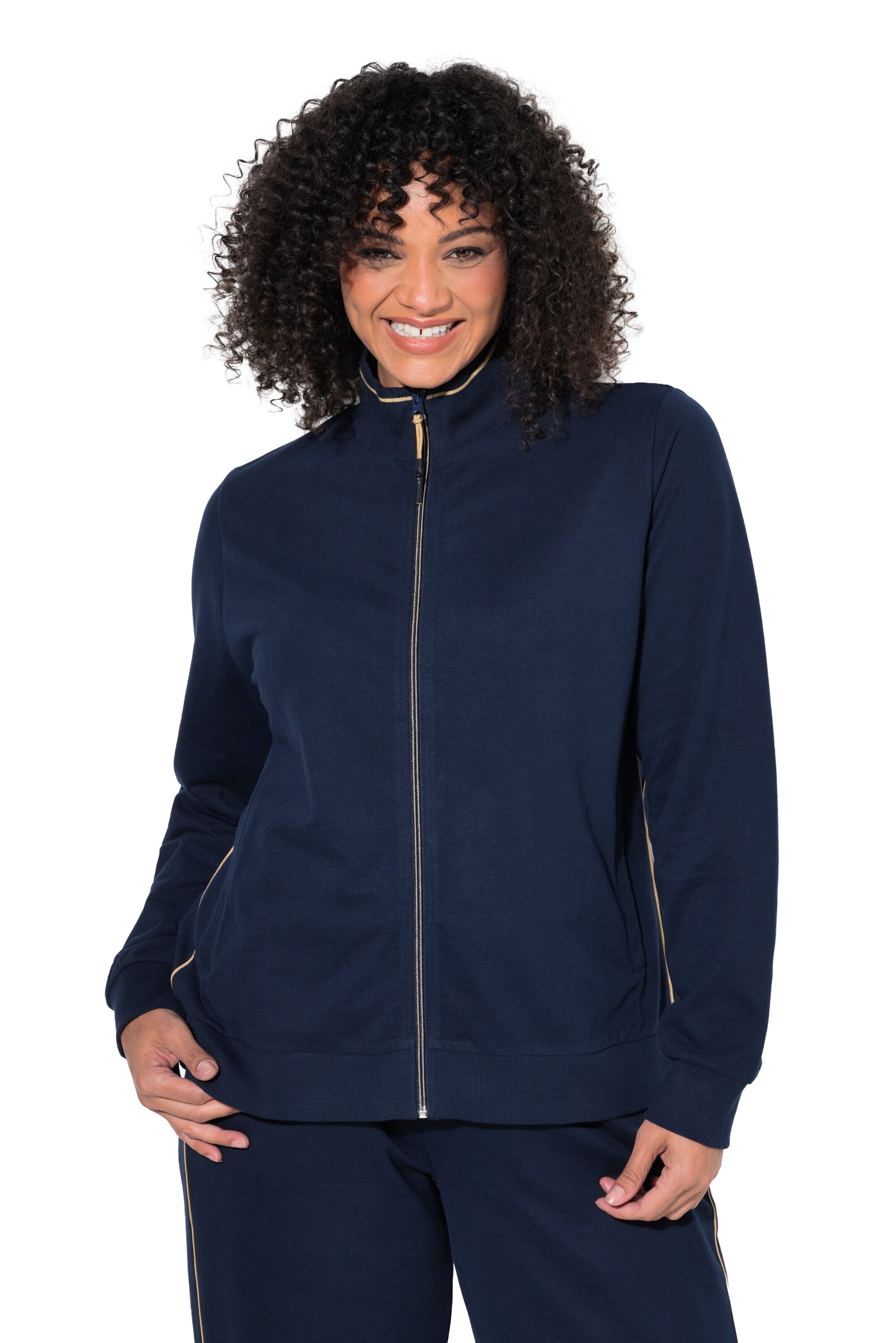 Ulla Popken Sweatjacke in Blau: Vorderseite